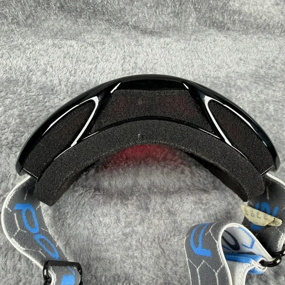 Bolle‎ Ski Snowboard Goggles Black Frame Red Lens Blue White Hexagon Strap